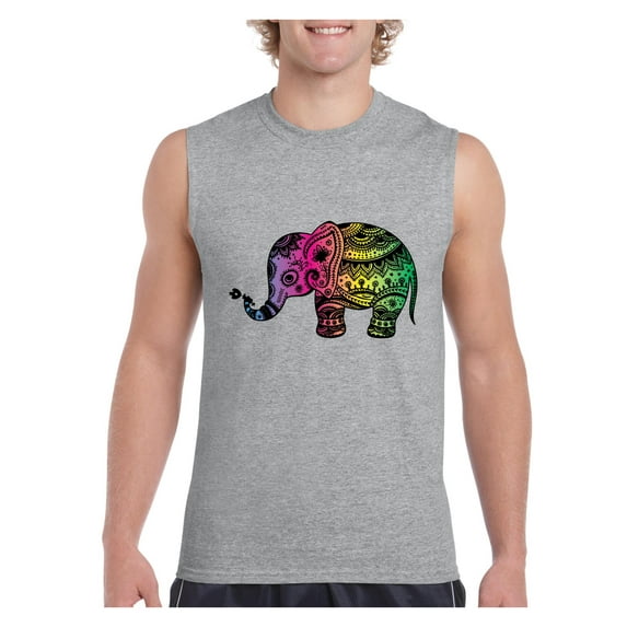 MmF - Men's Graphic T-Shirt Sleeveless, up to Men Size 3XL - Elephant