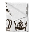 thumbnail image 2 of King Soft Flannel Fleece Throw Blanket, Royalty Crowns Tiaras for Reign Queen Prince Cartoon Desgin, Cozy Plush for Indoor and Outdoor Use, 50" x 70", Dark Green Brown White, by Ambesonne, 2 of 5