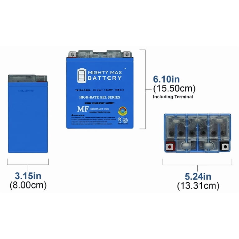 YT12C (YB12A-A Replacement) Battery: Replacement YB12A-A AGM Battery