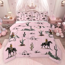 Castle Fairy Western Cowboy 3 Pieces Queen Comforter Set for Boys Girls,Exotic Style Ultra Soft Bedding Sets,Vintage Aesthetic Bedding Comforter Set Breathable,Luxury Bedroom Decor,Reversible