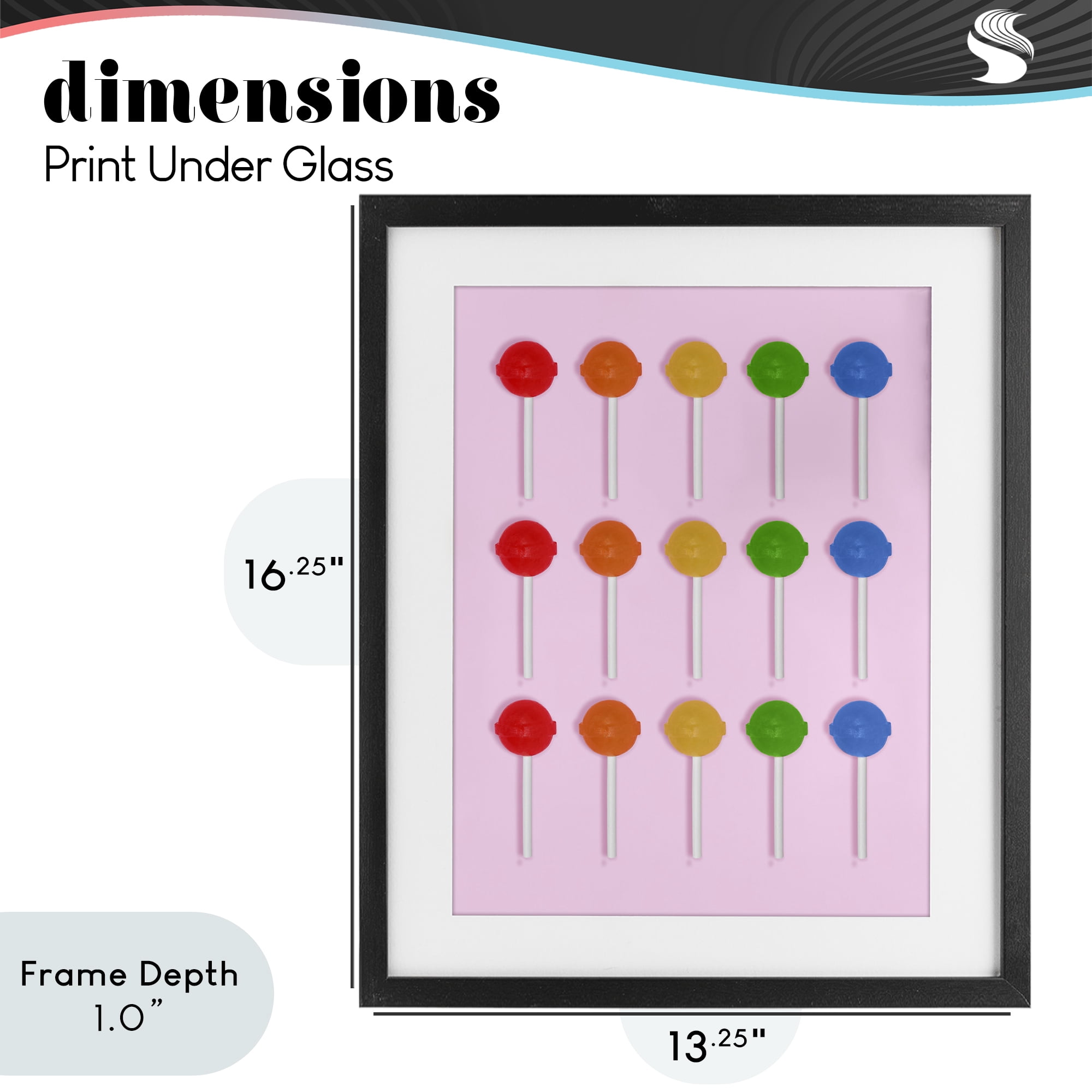 Stupell Industries Candy Pops on Light Pink Black Framed Print Under Glass, design by LISH Creative