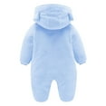 thumbnail image 2 of Hwmodou Baby Hooded Bodysuits Boys Girls Fuzzy Blend Snowsuit Coat Warm Hooded Jumpsuit Fall Winter Durable Baby Onesies,0-3M, 2 of 8
