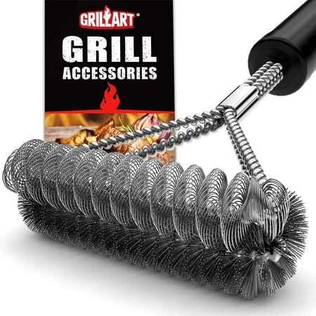 

GRILLART Grill Brush Bristle Free & Wire Combined BBQ Brush - Safe & Efficient Grill Cleaning Brush- 17 Grill Cleaner Brush for Gas/Porcelain/Charbroil Grates - Perfect BBQ Accessories Gifts for Men