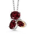 thumbnail image 2 of Gem Stone King 925 Silver and 10K Yellow Gold Red Rhodolite Garnet Pendant Necklace for Women (2.75 Cttw, Oval 8X6MM, 7X5MM and 6X4MM, Gemstone January Birthstone, with 18 inch Chain), 2 of 4