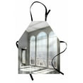 thumbnail image 1 of Modern Apron Fancy House in Urban City Scenery with Country Home View from Windows Print, Unisex Kitchen Bib Apron with Adjustable Neck for Cooking Baking Gardening, White and Eggshell, by Ambesonne, 1 of 3