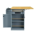 thumbnail image 4 of 53" Kitchen Island On Wheels, Rolling Kitchen Island Cart with Drop Leaf & Power Outlet, Barn Door Kitchen Island Table with Storage Cabinet and Tower Rack for Kitchen, Dining Room, Grey, 4 of 9
