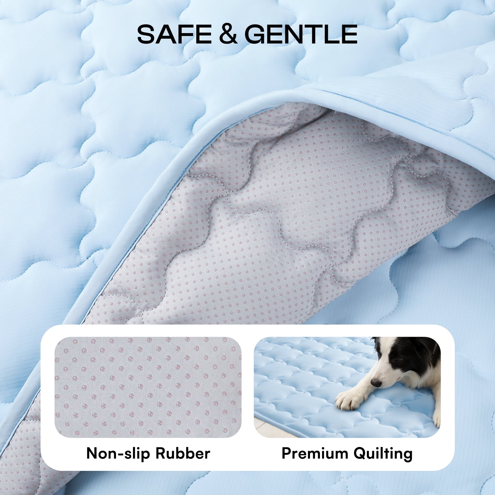 Premium Dog Cooling Mat Non-Slip Q-MAX>0.5 Self-Cooling Pad for Small Pet Cat Indoor Portable Kennel Puppy Bed for Summer Crate Pad for Dog Washable
