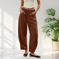 thumbnail image 2 of vigerkar Cotton Baggy Low Rise Barrel Pants for Women, Relaxed Lounge Boho Beach Travel Wide Leg Trousers, Breathable Summer Style (Coffee, XL), 2 of 6