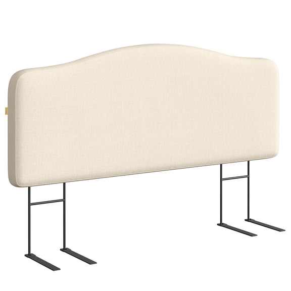 Pinmoco Upholstered Headboard for Queen Bed, Height Adjustable and Memory Foam Arc-shaped Head Board, Beige