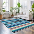 thumbnail image 3 of Area Rugs 4'x6'. Mexican Style Carpet Runner Indoor Outdoor Rugs Home Decor Aesthetic, Colorful Mexico Stripes Light Blue Non Slip Mats Washable Accent Rug for Living Room Bedroom, 3 of 8