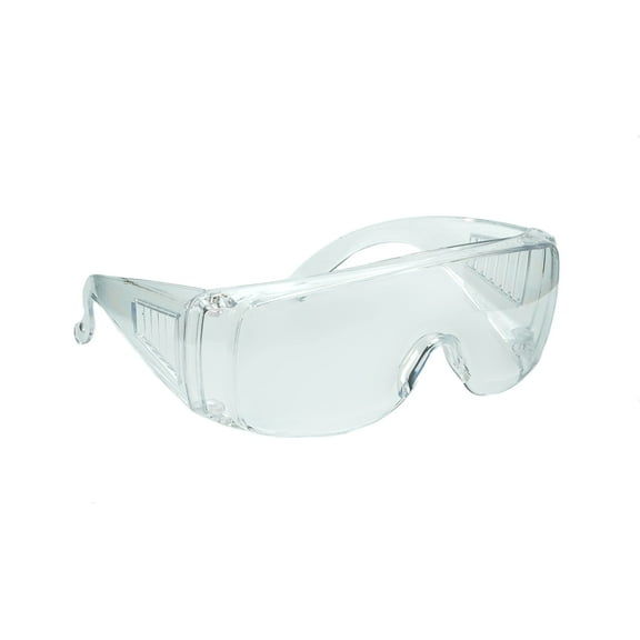 CONFAST Safety Glasses Wrap Around Crystal Clear Eye Protection that fit over Eyeglasses, 3 pair
