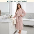 thumbnail image 4 of PAVILIA Women Plush Fleece Robe, Taupe Tan Soft Textured Bathrobe, Lady Cozy Spa Long Robe, Fuzzy Satin Waffle Trim, L/XL, 4 of 8