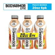 BODYARMOR Lyte Peach Mango Electrolyte Drinks, 20 fl oz Bottles, 6 Pack