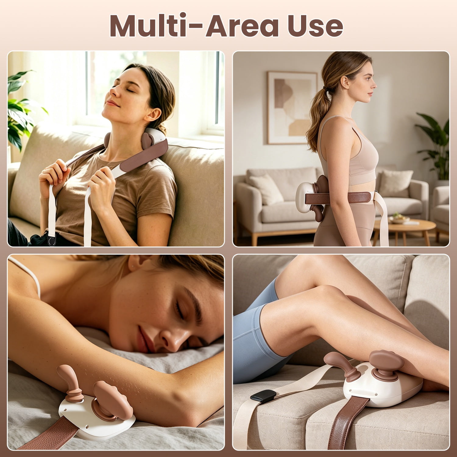 Cordless Shiatsu Neck Massager with 2 Heat Levels & 3 Intensity Settings, Rechargeable 2000mAh Deep Tissue Massage for Neck Shoulder Back Leg Ideal Gift for Home Office Travel