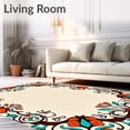 thumbnail image 2 of ODIKA 5'x7' Machine Washable Non-Slip Area Rug, Retro Fairy Tale Mushrooms and Dainty Floral Filigree Motif High Traffic Rug with Pad, Brown, 556933, 2 of 8