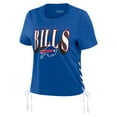 thumbnail image 2 of Women's WEAR by Erin Andrews Royal Buffalo Bills Lace Up Side Modest Cropped T-Shirt, 2 of 4