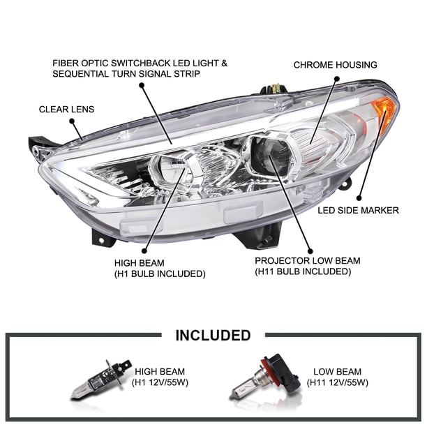 Spec-D Tuning Chrome Projector Headlights w/ Sequential Switchback