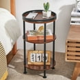 thumbnail image 4 of Side Table, Small Round Side Table for Small Spaces, 3-Tier Round Accent Table Slim Side Table, Modern Small End Table Corner Table Sofa Side Table for Living Room Small Nightstand Bedroom (Cherry), 4 of 8