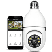 1080P Light Bulb Security Camera, 360°Panoramic WiFi Surveillance Cam, 5G & 2.4GHz Wireless Smart Camera with Color Night Vision, Two-Way Talk and Human Motion Detection