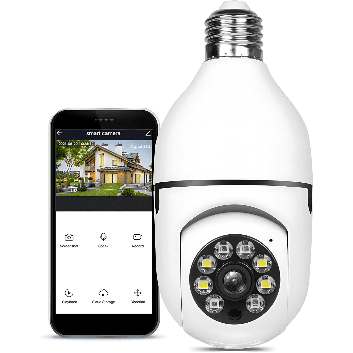 1080P Light Bulb Security Camera, 360°Panoramic WiFi Surveillance Cam, 5G & 2.4GHz Wireless Smart Camera with Color Night Vision, Two-Way Talk and Human Motion Detection