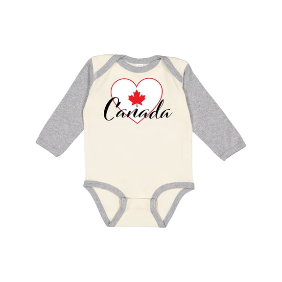 Inktastic Canada-heart and maple leaf Boys or Girls Long Sleeve Baby Bodysuit