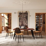 Homy Casa Set of 4 Upholstered Dining Chairs, Suede Brown, Metal Legs, Mid Century Modern for Kitchen & Dining Room