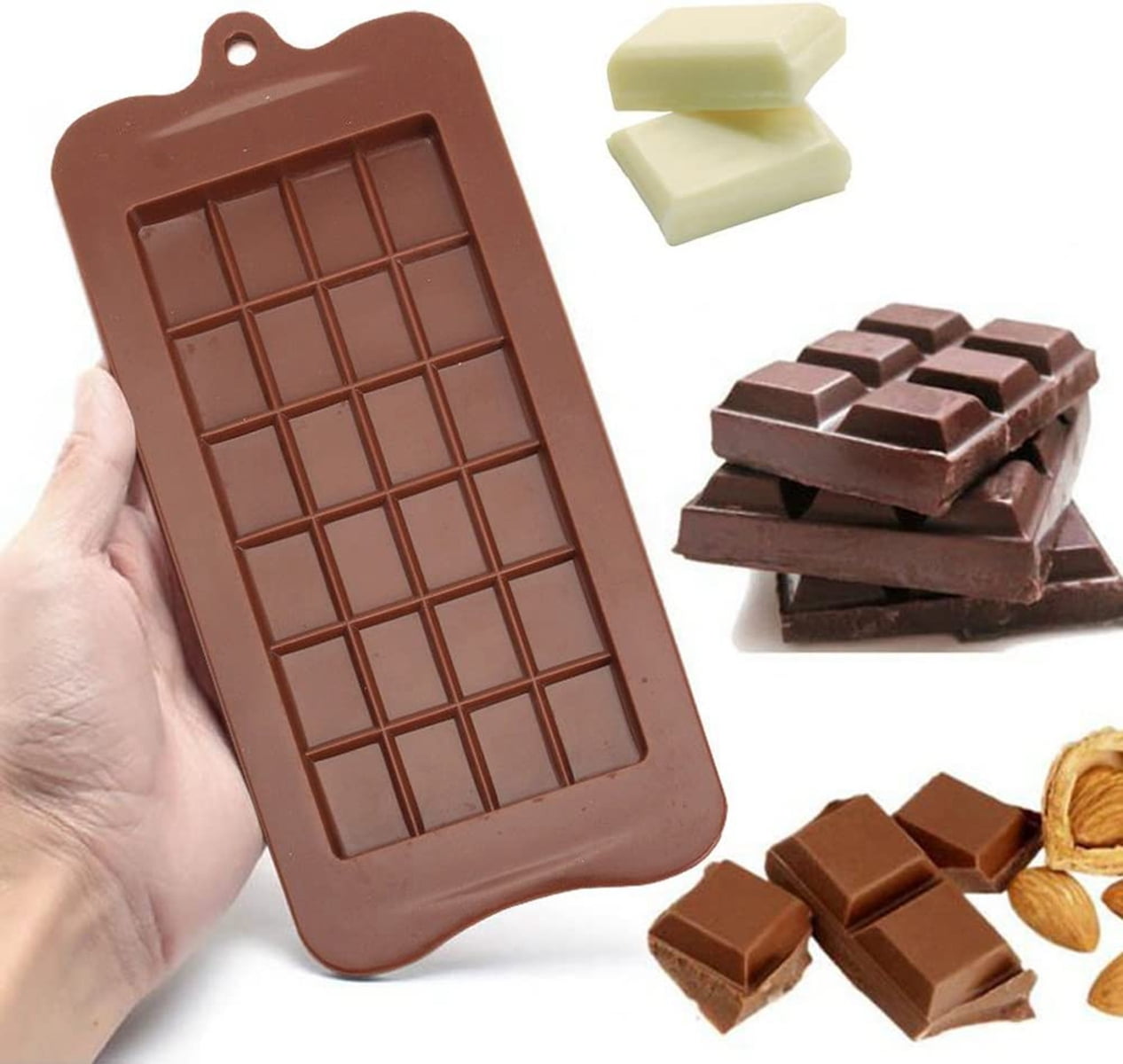 Chocolate Bar Molds, Break-apart Silicone Mold For For Gummy Candy  Chocolate Chip, Mini Waffle Mold Non-stick Thin Protein And Energy Bar  Baking Tray(