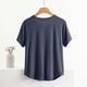 thumbnail image 5 of Pijama de manga corta para mujer, color liso, manga corta, camiseta fina, pijama de manga corta, blusa de poliéster, 5 of 8
