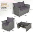 thumbnail image 3 of Costway 4PCS Patio Rattan Furniture Set Sofa Table W/Storage Shelf Gray Cushion, 3 of 10