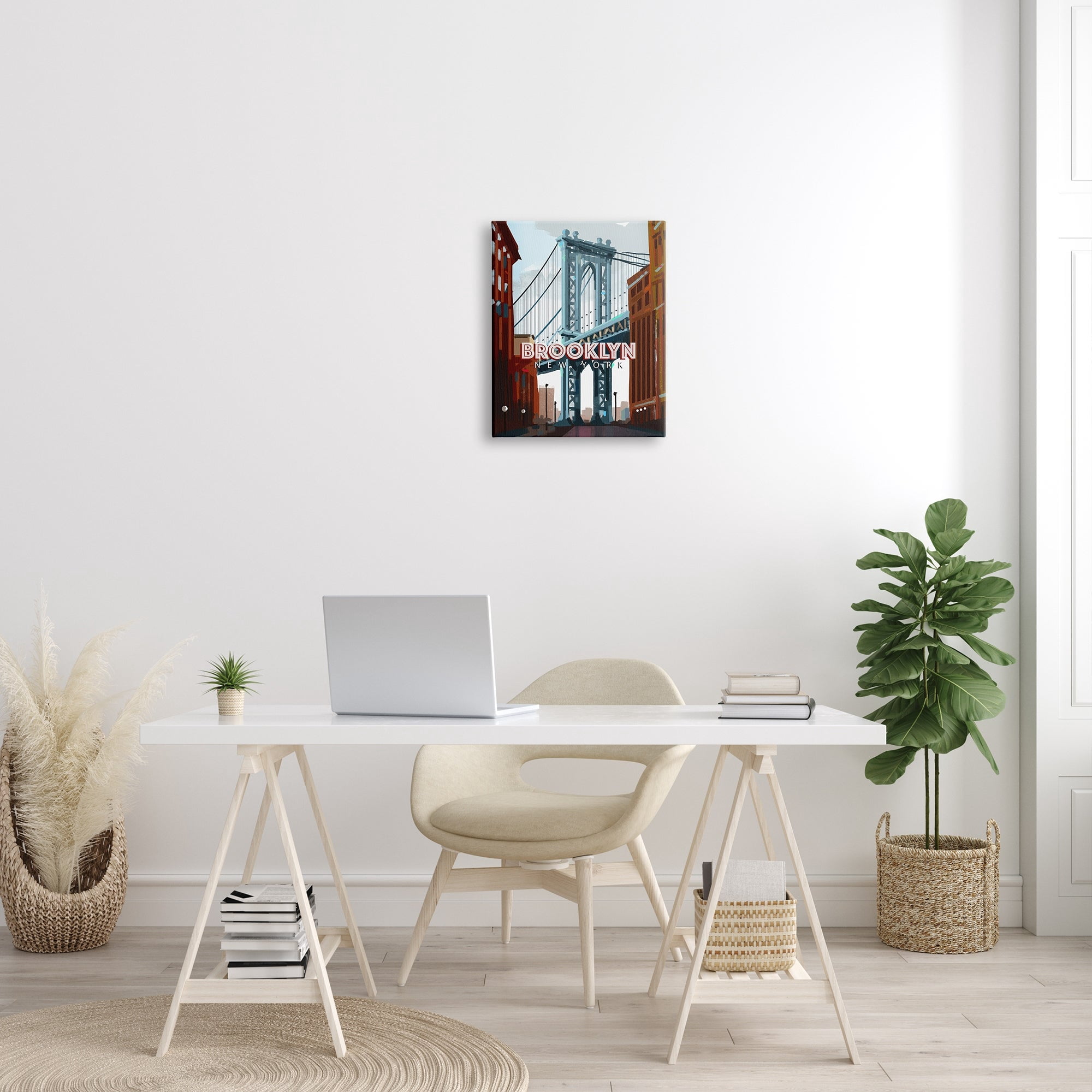 Stupell Industries Layered Brooklyn Bridge Architecture Urban Scenery Travel Graphic Art Gallery Wrapped Canvas Print Wall Art, Design by David Owens Illustration