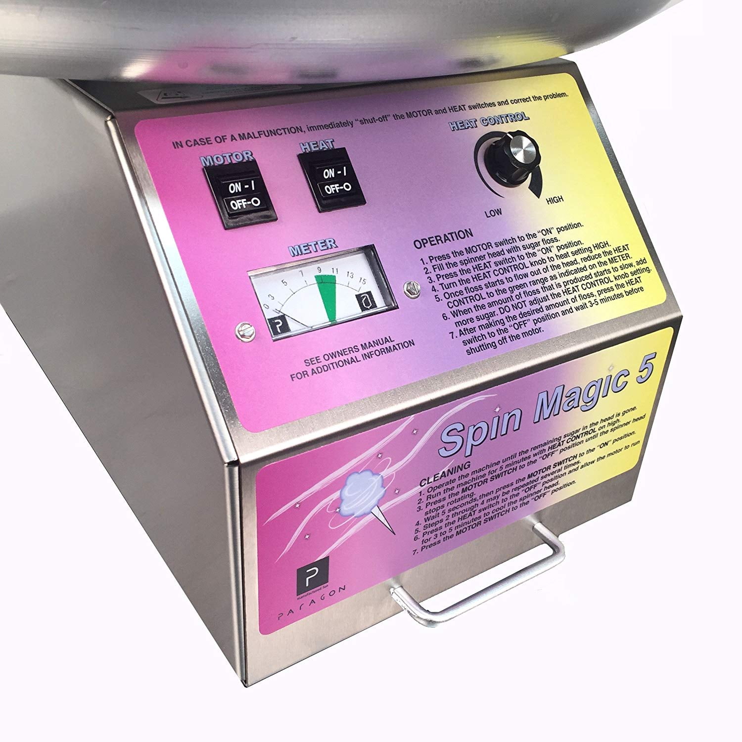 Paragon Spin Magic 5 Cotton Candy Machine with Metal Bowl