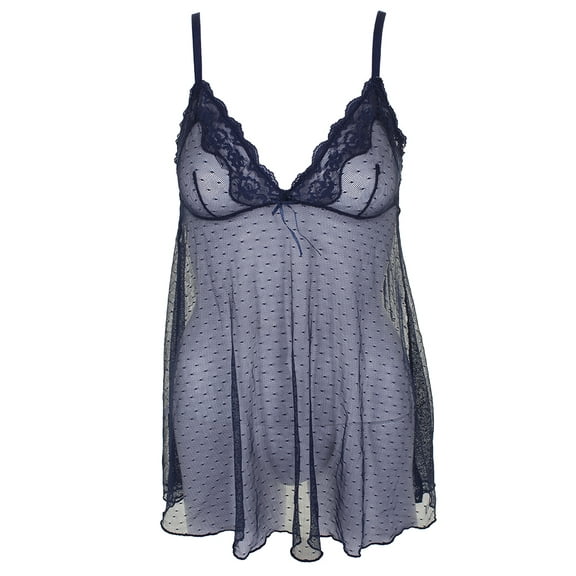 Heidi By Heidi Klum Navy Dotted-Mesh Babydoll XS