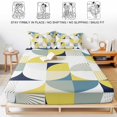 thumbnail image 5 of Twin Sze Fitted Sheet Set - Yellow Geometric 2 Piece Bedding Sets 16" Deep Pocket Fitted Sheet with 1 Pillowcase, Middle Century Modern Abstract Art Brushed Microfiber Hotel Luxury Bed Sheets, 5 of 9