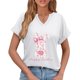 thumbnail image 5 of Corto para las Mujeres Casual Verano 2025 Pascua Impresión V-Cuello Camiseta, Ligero 95% Poliéster 5% Spandex Top para Toda la Temporada Hogar Y Diario, 5 of 7