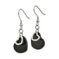 thumbnail image 2 of Gem & Harmony Stainless Steel Black Polished Heart Post Dangle Earrings, 2 of 5