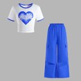 thumbnail image 2 of Utlike Girls Outfits 2 Pack Clothing Set Ribbed Knit Short Sleeve Ruched Crop Tops And Wide Leg Cargo Pants Set Softness Festival Set Size 11 Years-12 Years, 2 of 3