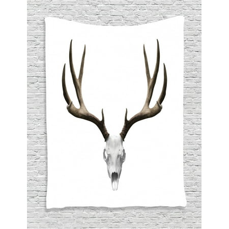 Antlers Decor Wall Hanging Tapestry, A Deer Skull Skeleton Head Bone Halloween Weathered Hunter Collection, Bedroom Living Room Dorm Accessories, Gift Ideas, By Ambesonne