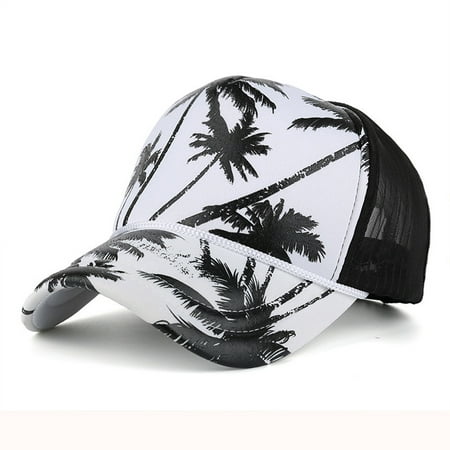 Women Men Coconut Tree Printing Baseball Cap Snapback Hip Hop Flat Hat