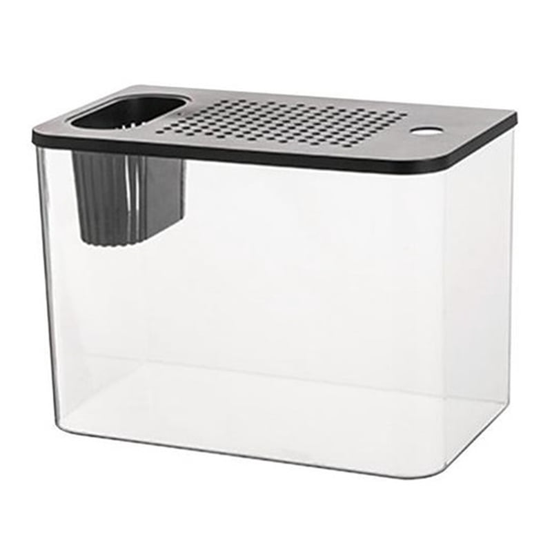 Fish Tank Aquarium Transparent Desktop Tank Turtle Aquarium Small Aquariums Decorative Fish Container for Fish Black