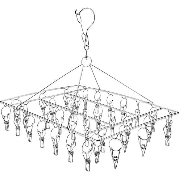 Escurridor de Calcetines con 36 Clips, Escurridor de Calcetines a Prueba de Viento, Escurridor de Calcetines Colgante de Acero Inoxidable, Escurridor de Ropa para Calcetines, Brasieres, Ropa Interior
