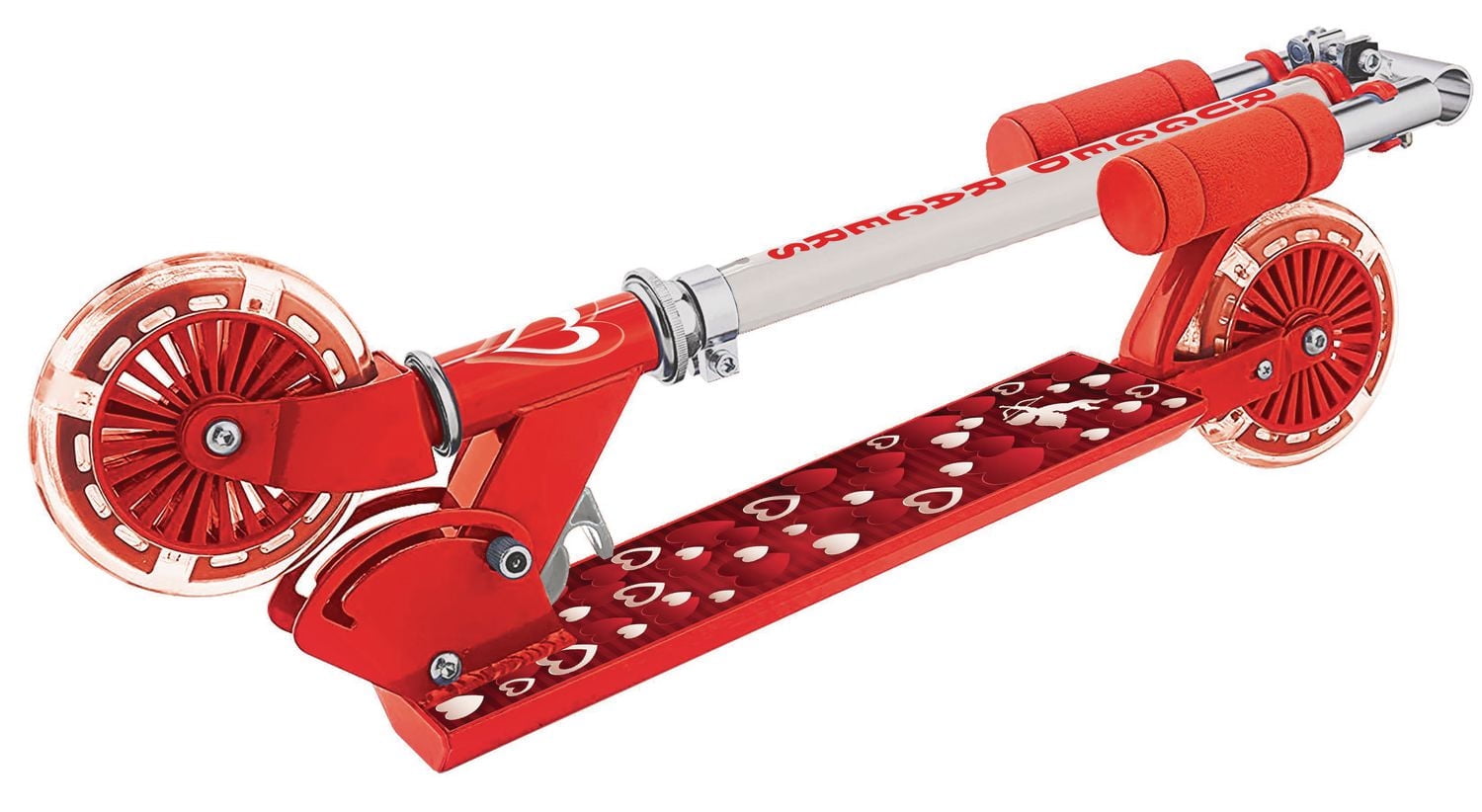 Rugged Racers Two Wheel Kids Scooter with Red Heart Design