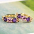 thumbnail image 2 of Opolski Women Fashion 9K Gold Plated Purple Zircon Eardrop Huggie Earrings Jewelry Gift, 2 of 7