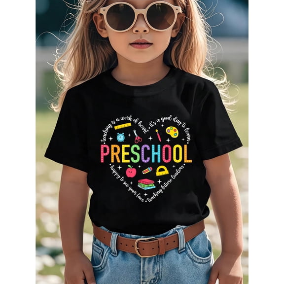 Preschool Teacher Pre-K Heart First Day of Preschool Kids T-Shirt