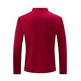 thumbnail image 4 of LNWUY Men's Casual Shirts Classic Long Sleeve Basic Button T-Shirt Color Block Lightweight Cotton Golf Tops with Pocket Red XL, 4 of 5