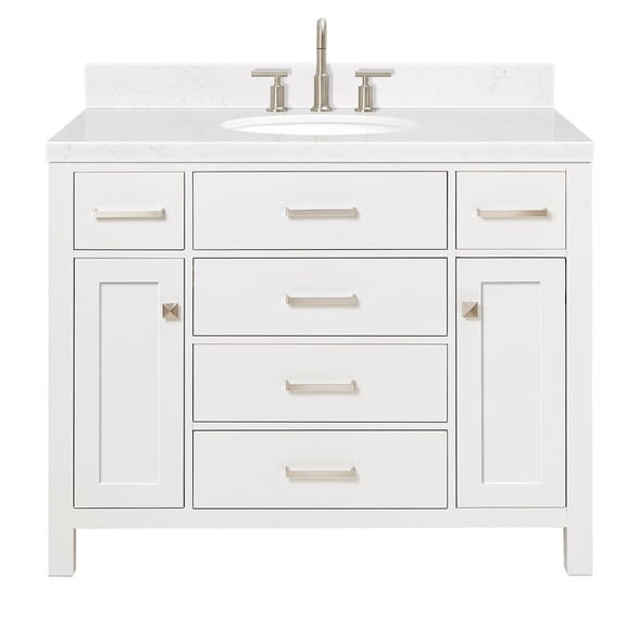 Ariel H042SCQOVOWHT Bristol 42" Free Standing Single Basin Vanity Set - White