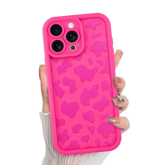 Funda de teléfono KANGHAR compatible con iPhone 15 Pro Max, color rosa intenso