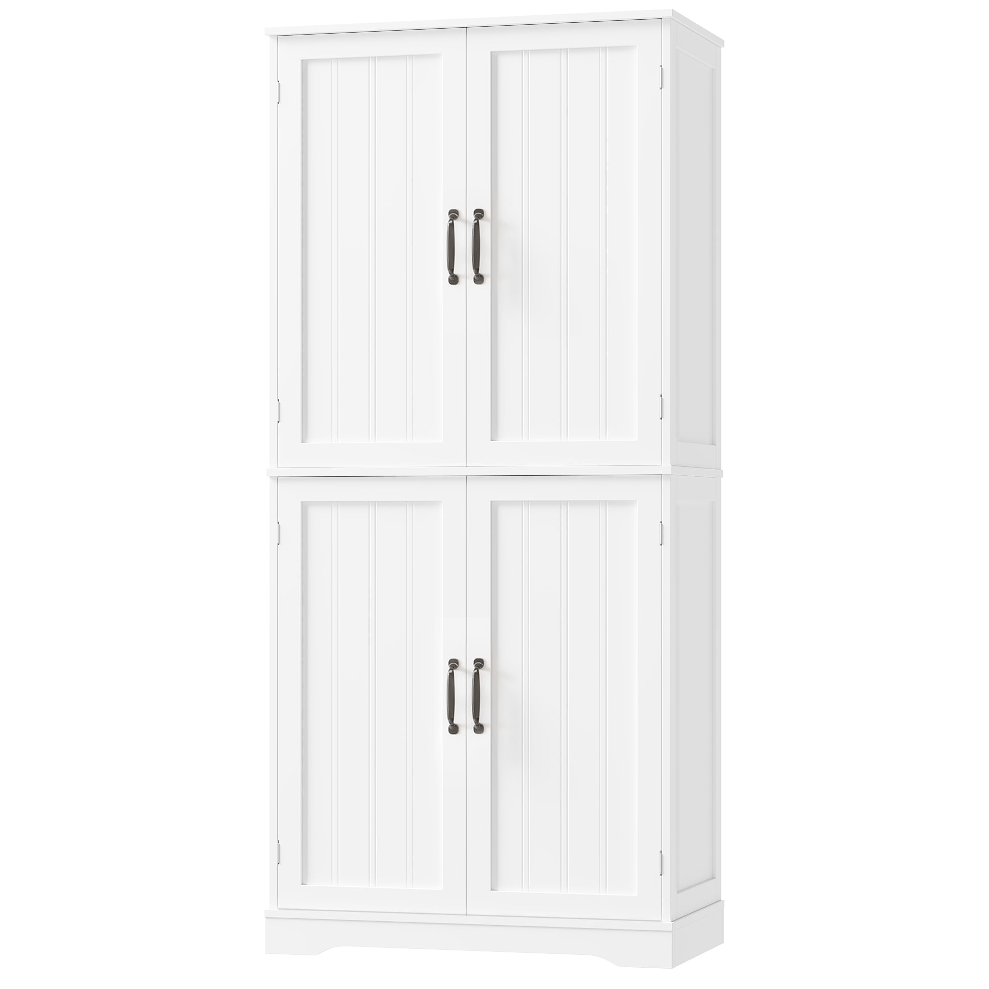 Homfa 71'' Bathroom Cabinet with 6 Storage Shelves, Freestanding Wooden Linen Cabinet for Living Room, White