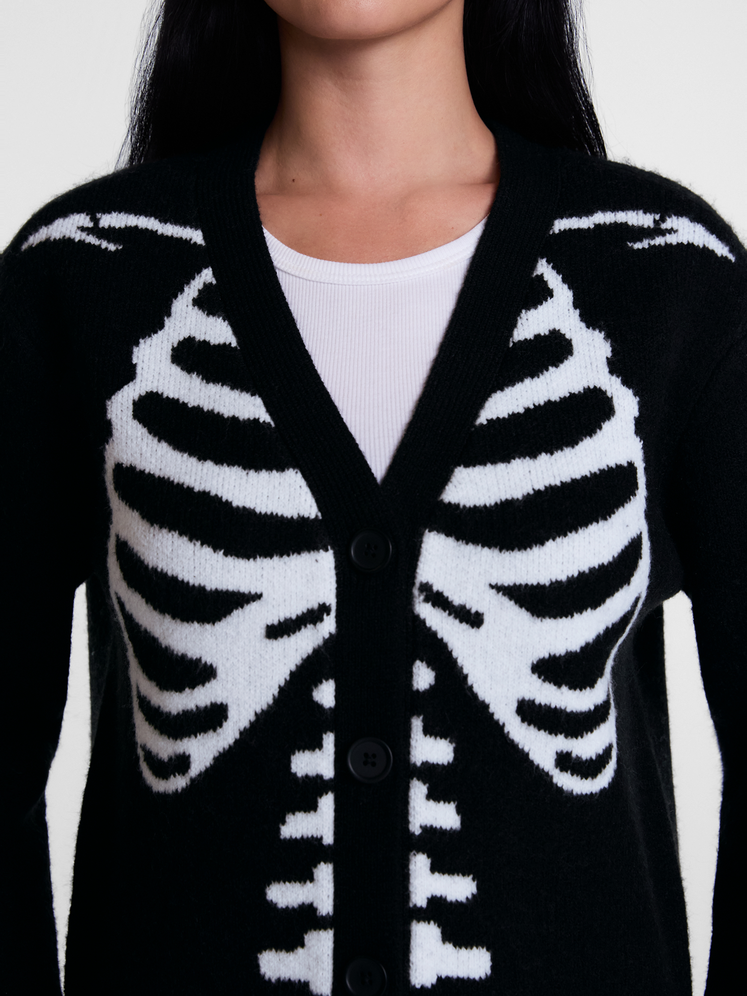 Way To Celebrate Women's Skeleton Graphic Cardigan Sweater photo 4