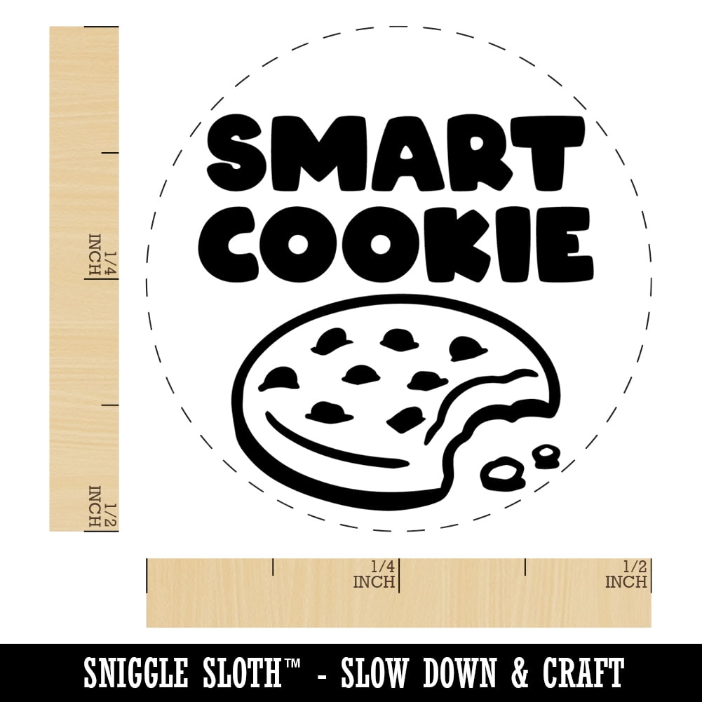 Smart Cookie Chocolate Chip Teacher Student Self-Inking Rubber Stamp Ink Stamper - Brown Ink - Mini 1/2 Inch