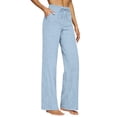 thumbnail image 2 of CYYOLLPF Palazzo Pants for Women Dress Pants Women Work Pants Women Sweat Pants for Womens Gaucho Pants for Women Capsule Wardrobe for Women 2026 Culottes for Women Sweatpants Blue M, 2 of 9